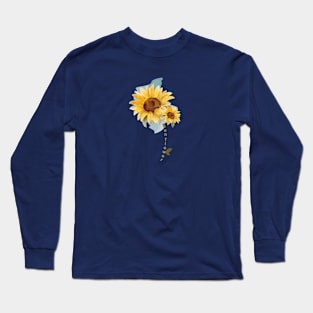 Watercolor Sunflower Long Sleeve T-Shirt